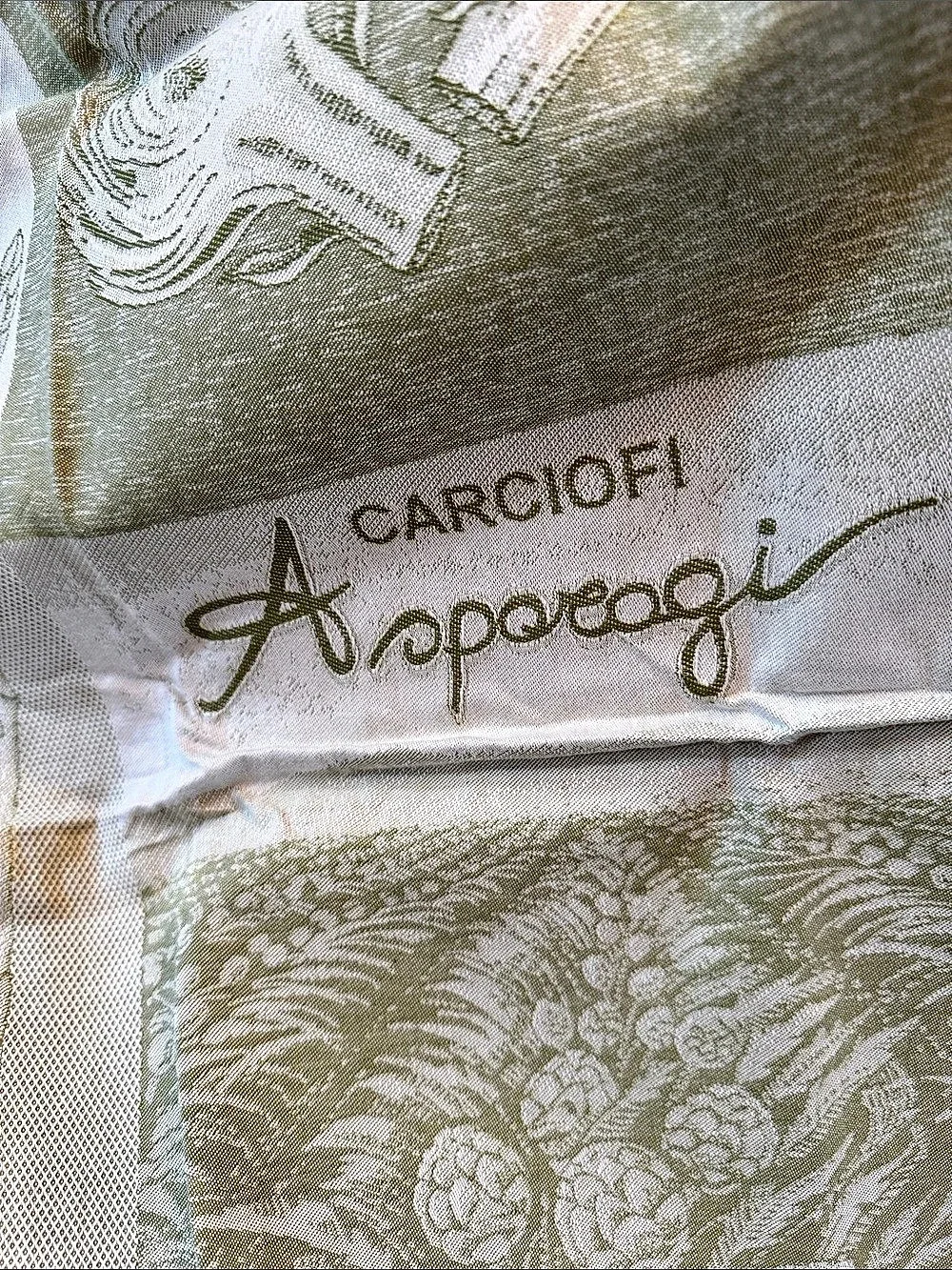 Le Telerie Toscane Aproposi Floral Cotton Hand Towel in Green & White NWT